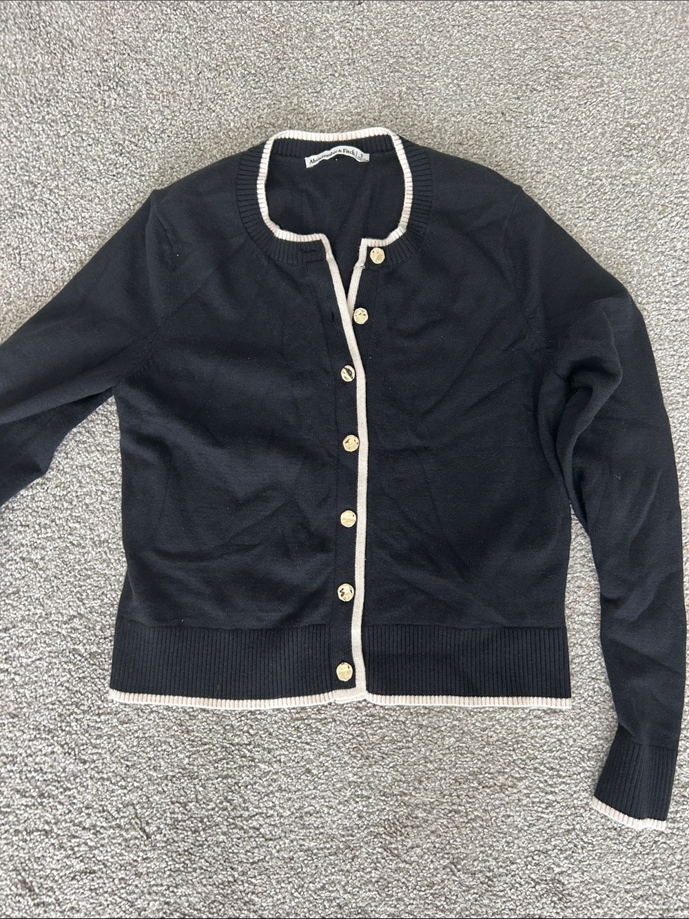 Abercrombie & Fitch Black Cardigan with Cream Trim